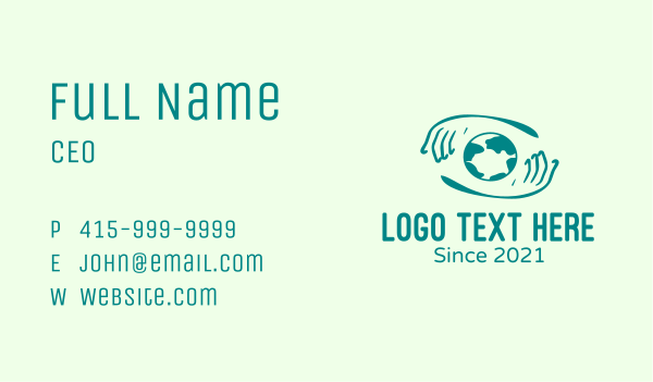 Minimalist Globe Hand Business Card Design Image Preview