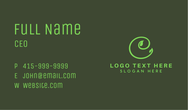 Green Vine Letter C  Business Card Design Image Preview