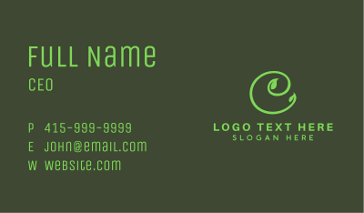 Green Vine Letter C  Business Card Image Preview