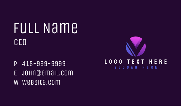 Creative Multimedia Tech Letter V Business Card Design Image Preview