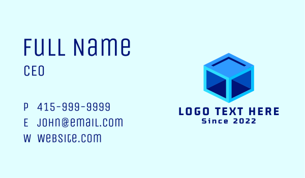 Blue Container Cube Business Card Design Image Preview