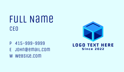 Blue Container Cube Business Card Image Preview