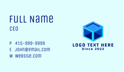 Blue Container Cube Business Card