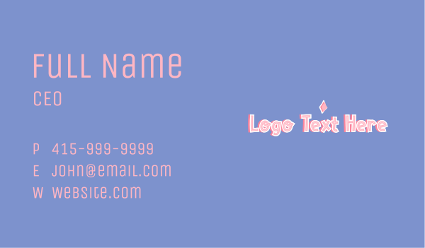 Pink Cute Wordmark Business Card Design Image Preview