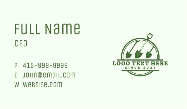 Yard Garden Shovel Business Card Design