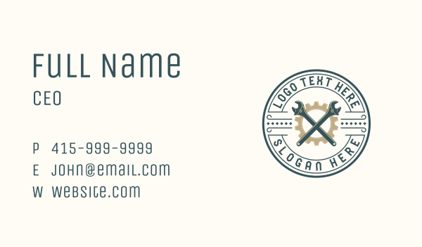 Mechanical Utility Wrench Emblem Business Card Design Image Preview