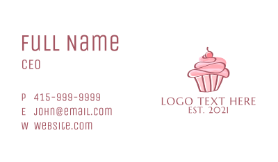 Sweet Watercolor Cupcake  Business Card Image Preview
