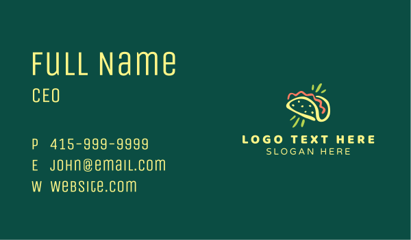 Taco Food Restaurant Business Card Design Image Preview