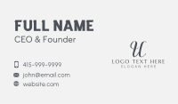 Cursive Calligraphy Letter U Business Card Image Preview