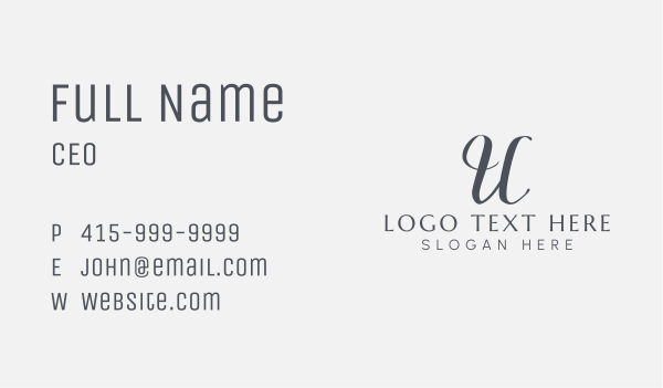 Cursive Calligraphy Letter U Business Card Design Image Preview