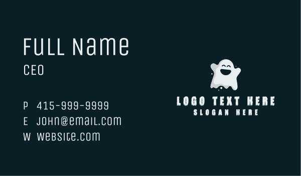Spooky Ghost Costume Business Card Design Image Preview