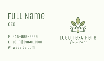 Droplet Hand Seedling  Business Card Image Preview