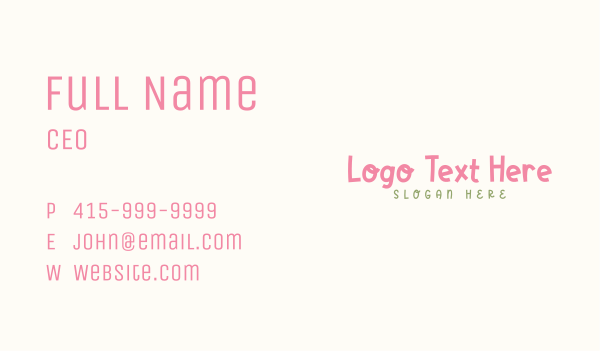 Cute Kiddie Wordmark Business Card Design Image Preview
