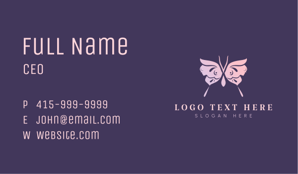 Pink Female Butterfly Business Card Design Image Preview