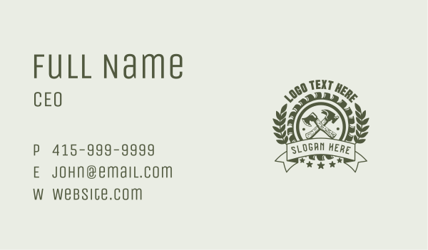 Rustic Axe & Hammer Business Card Design Image Preview