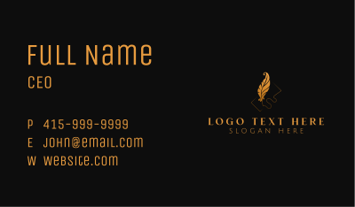 Gold Feather Writing Business Card Image Preview