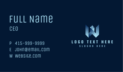 Tech Startup Letter W Business Card Image Preview