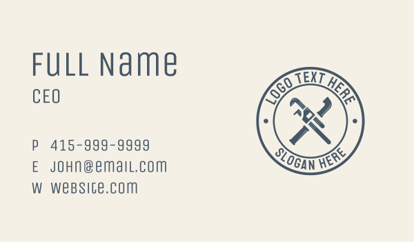 Pipe Wrench Plumbing Tool Business Card Design Image Preview