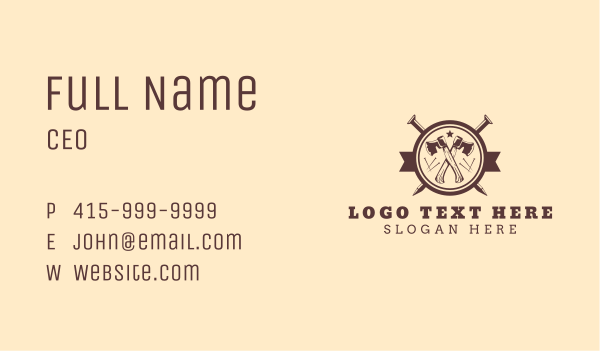 Brown Lumberjack Axe Business Card Design Image Preview
