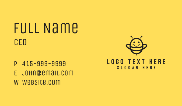 Black Happy Bee Business Card Design Image Preview