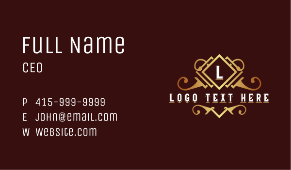 Luxury Crest Boutique Business Card Design Image Preview