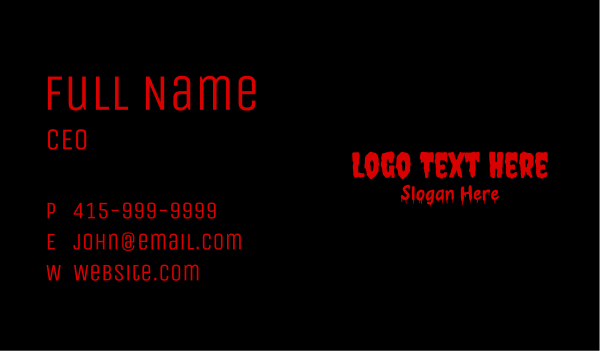 Scary Blood Wordmark Business Card Design Image Preview