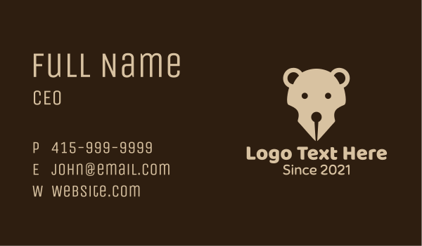 Brown Bear Pen Business Card Design Image Preview