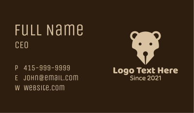 Brown Bear Pen Business Card Image Preview