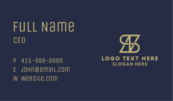 Gold A & B Monogram Business Card Design Image Preview