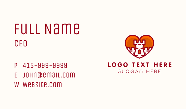 Red Heart Castle Business Card Design Image Preview