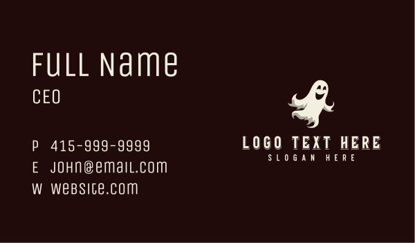 Spooky Halloween Ghost Business Card Design Image Preview