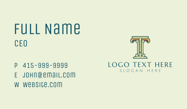 Roman Pillar Letter T Business Card Design Image Preview