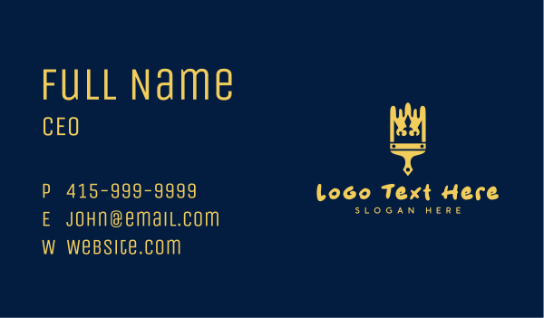 Yellow Crown Paint Brush Business Card Design Image Preview