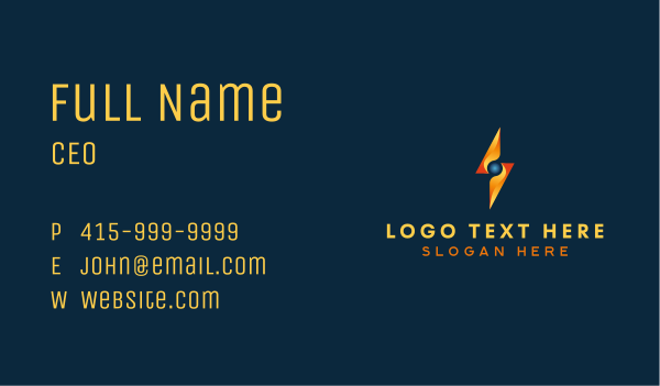 Gradient Electrical Bolt Business Card Design Image Preview