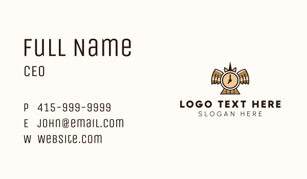 Time Clock Wings Business Card Design Image Preview