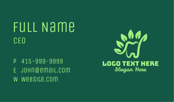 Green Natural Tooth Business Card Design Image Preview