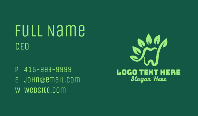 Green Natural Tooth Business Card