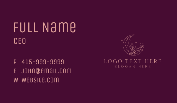 Floral Bohemian Moon Business Card Design Image Preview