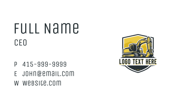 Excavator Construction Mining Business Card Design Image Preview