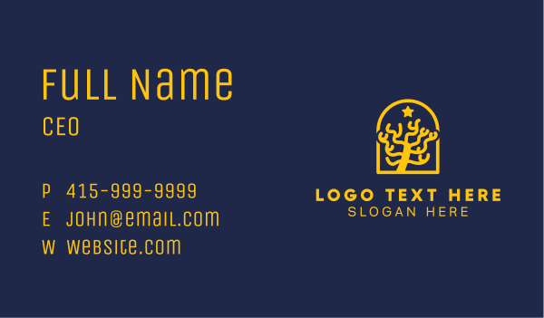 Gold Star Arch Coral Business Card Design Image Preview