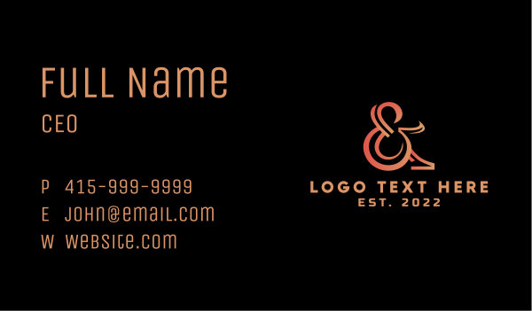 Gradient Ampersand Lettering Business Card Design Image Preview