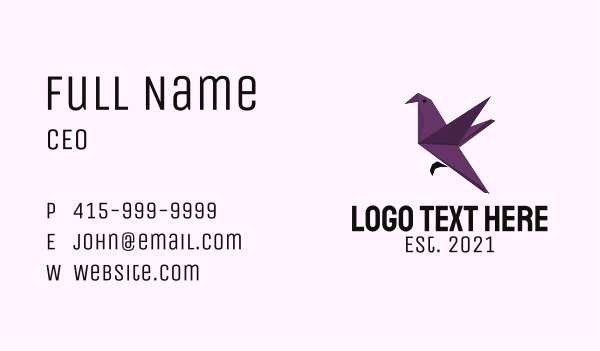 Purple Dove Origami Business Card Design Image Preview