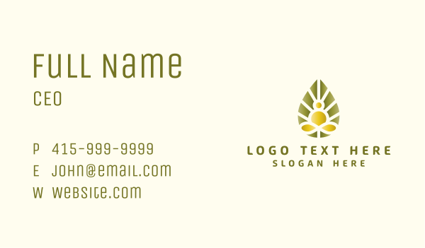 Yoga Organic Leaf Business Card Design Image Preview