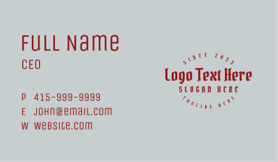 Tattoo Gothic Wordmark Business Card Image Preview