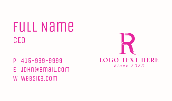 Fashion Brush Letter R Business Card Design Image Preview