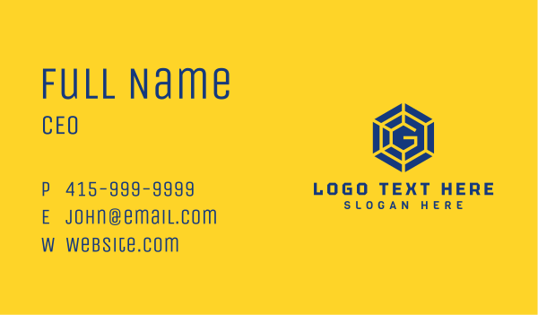 Blue Hexagon  Letter G Business Card Design Image Preview
