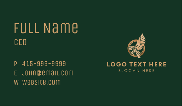 Gold Owl Wings Business Card Design Image Preview