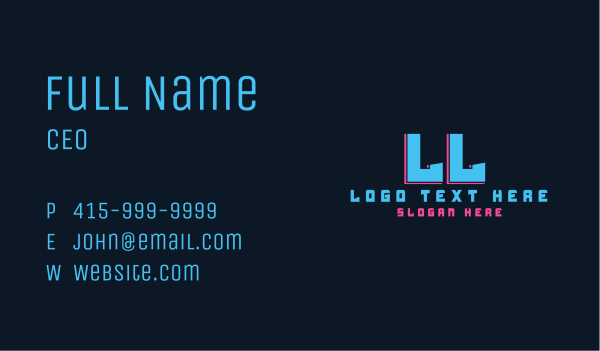 Neon Cyber Letter Business Card Design Image Preview