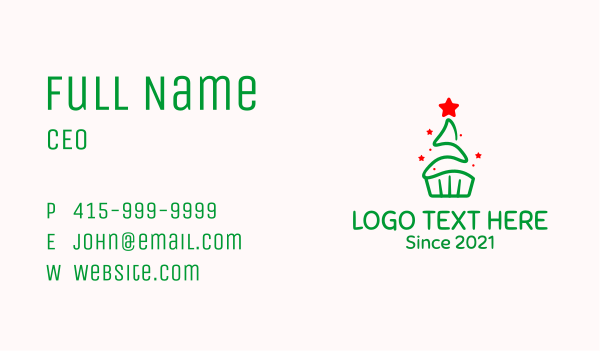 Christmas Tree Cupcake Business Card Design Image Preview