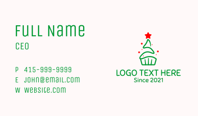 Christmas Tree Cupcake Business Card Image Preview
